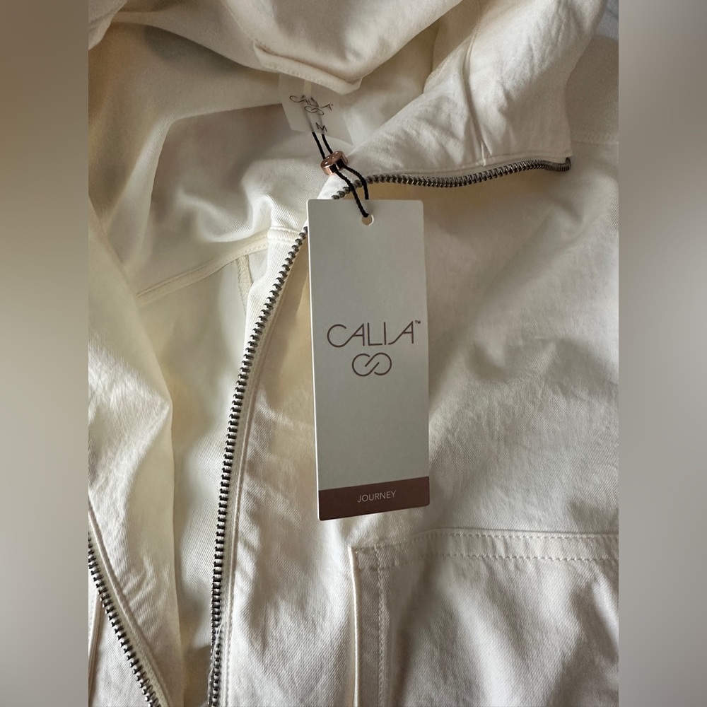 NWT Twill Cargo Jacket, medium, light yellow color, brand Calia - Picture 7 of 8